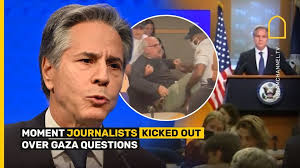 Moment journalists kicked out over Gaza questions , Earlier this month,  American journalist Sam Husseini was forcibly removed after challenging  former Secretary of State Antony Blinken with tough ...