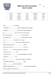 We did not find results for: Memrise Ielts Synonyms Level 3 Review Cloze Test Worksheet Quickworksheets