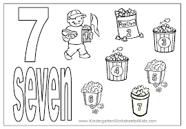 Numnber 7 with a funny face; Number Coloring Pages 1 10