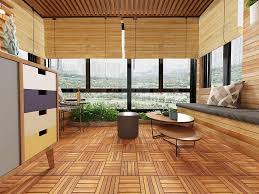 Easy way to install floor tiles. Buy Acacia Hardwood Interlocking Patio Deck Tiles 12 12 Pack Of 10 Easy To Install Floor Tile For Both Indoor Outdoor Use Golden Teak Online In Indonesia B07pjpwpxt
