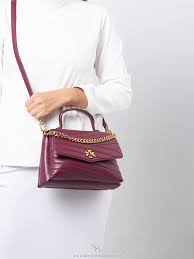 Tory Burch Kira Chevron Top Handle Satchel Imperial Garnet