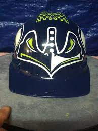 Front View Of Custom Hand Painted Seahawks Hat Painted Hard Hat Hard Hats Hats