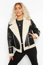 Bonded Contrast Faux Fur Biker Boohoo Faux Leather Outfits College Fashion Fall Fashion