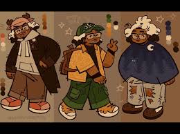 finally finished my oc outfit references (+ 2 portraits) for artfight!! i  needed to post these so i would stop nitpicking the tiny details🐛 oc  artfight