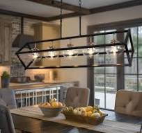 ZEVNI Vinson 5 -Light Matte Black Cage Clear glass Metal Chandelier