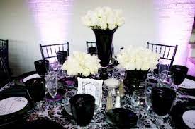 Real Wedding A Modern Black White And Purple Party White Wedding Decorations White Wedding Centerpieces Purple Wedding Tables