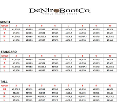Size Guide Size Chart For De Niro Standard Boots The