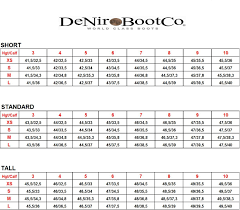 size guide size chart for de niro standard boots the