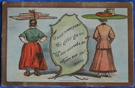 Comic Robert Burns Poem To A Louse See Ourselves As Others See Us Embossed 1908 Postcard Antique Postcard Robert Burns Large Hats