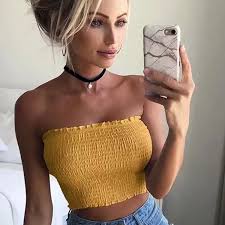 Curved Hem Trimmed Scrunch Tie Up Shoulder Ruched Crop Top Tanks Yellow Tank Top Outfit Top Summer Outfits Cropped Tank Top
