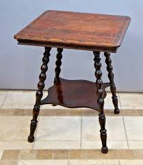 Antique Square Two Tier Parlor Table Stand Tiger Oak Carved Etsy In 2020 Carved Table Parlor Table Table