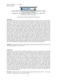 Punca  penebangan hutan untuk kawasan pertanian, perindustrian dan pelancongan  kawasan hutan berubah menjadi kawasan tanaman, kilang dan petempatan  pembinaan infrastruktur. Pdf Kesan Ekonomi Pelancongan Terhadap Komuniti Batek Di Kuala Tahan Pahang The Impact Of Tourism Economy On The Batek Community Of Kuala Tahan Pahang Nurul Jannah Idris Academia Edu