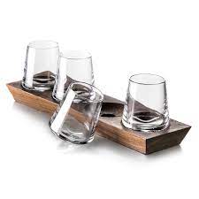 How's a wooden glass for something unusual? Simon Pearce Ludlow Whiskey Glass Set With Wood Base Jung Lee Ny