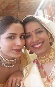 Freida Pinto and her husband Cory at her sister's Assamese wedding :  r/BollywoodFashion