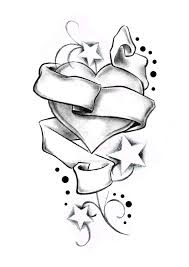 Heart Stars And Banner By Boise Of Lowrider Ink Roses Drawing Skull Coloring Pages Art Drawings Simple