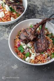 Mediterranean Grilled Lamb Chop Recipe With Tomato Mint Quinoa Lamb Chop Recipes Lamb Chops Lamb Recipes