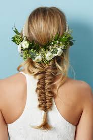 All you need to do is part your hair in the middle (or to the side like this model) and grab some hair ribbons (or just. Unique Ways To Wear Wedding Hair Flowers Popsugar Beauty