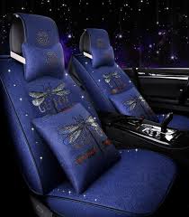 246 06 Polyester Diamonds Gucci Dragonfly Car Seat Covers Universal Pads Seat Cushions 11pcs Blue Cute Car Accessories Car Accessories Cute Cars