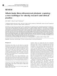 Pdf Whole Body Three Dimensional Photonic Scanning A New