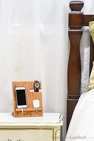 Nightstand bedside table with charging station and usb port, modern pu grey. Nightstand Valet Docking Station Diy Gift Idea Houseful Of Handmade