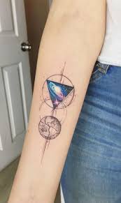 Arm tattoos, colorful tattoos, forearm tattoos, watercolor tattoos. Stunning Watercolor Tattoos By Adrian Bascur Galaxy Tattoo Geometric Tattoo Planet Tattoos