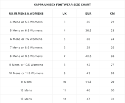 Size Chart Kappa Usa