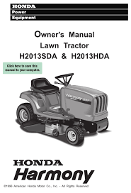 Honda's built the world's fastest riding lawn mower. Honda Harmony H2013hda Owner S Manual Pdf Download Manualslib