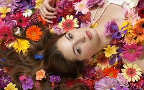 Download high quality flower pictures for your mobile, desktop or website. Wallpaper Girl Among The Flowers On Desktop Com Desktop Wallpaper Pictures Images