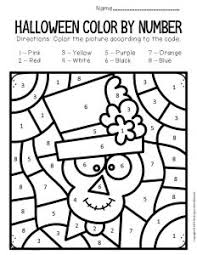 Halloween colouring pages by category: Color By Number Halloween Preschool Worksheets