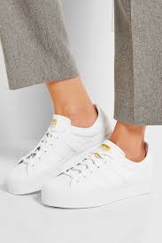 White Superstar Rize Faux Leather Trimmed Canvas Sneakers Adidas Originals Sneakers Adidas Adidas Originals Superstar
