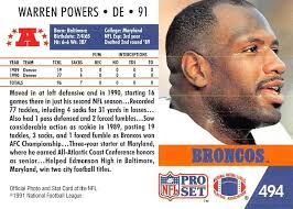 Amazon.com: 1991 Pro Set Football Card #494 Warren Powers Denver Broncos  Official NFL Trading Card : Sports & Outdoors