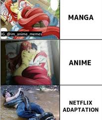 We Can All Agree That Netflix Adaptations Are Shit Im Anime Memes For More Memes Animememes Netflixadaptationmeme Manga Vs Anime Anime Memes Funy Memes