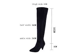 Us 30 45 Women Boots Thigh High Over The Knee Boots Wide Calf Block High Heel Booties Long Boots Stretch Chunky Black Snow Boots Size 39 In