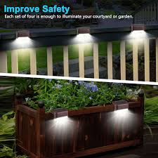 Eeekit 4pcs Led Solar Deck Lights Fence Post Solar Lights For Patio Pool Stairs Step And Pathway Weatherproof Led Deck Lights Auto On Off Solar Powered Outdoo In 2020 Solar Deck Lights