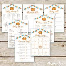 Free Pumpkin Baby Shower Game Printable Aspen Jay Baby Shower Pumpkin Thanksgiving Baby Shower Baby In Pumpkin