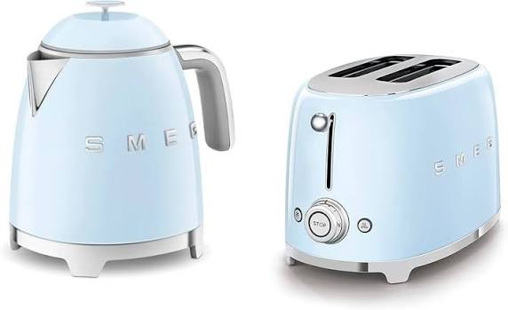 Smeg 50's Style Retro Range Breakfast Set, 0.8L 1400W Mini Kettle and  Multi-Functional Control 2-Slice 950W Toaster, Pastel Blue, KLF05PBUK/  TSF01PBUK