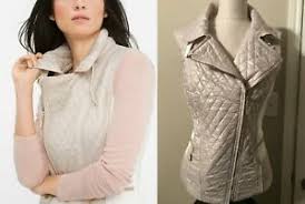 Details About Whbm Quilted Puffer Vest Ivory Ponte Insets Asymmetrical Zip Size M Nwt 30