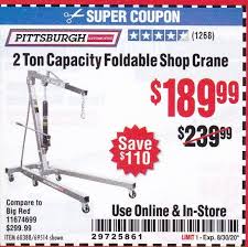 Motoos engine hoist 2 ton folding hydraulic engine motor hoist cherry picker shop cranes lift red shop crane 4000 lb. Harbor Freight 60 New Coupons