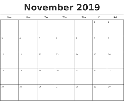 Pdf November 2019 Monthly Calendar November November2019 2019yearly Yearlycal Blank Monthly Calendar Template Monthly Calendar Printable Calendar Template