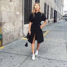 100 Answers To The Age Old Question What Should I Wear Simple Outfits Dress With Sneakers Black Wrap Dress