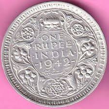 British India 1942 Bombay Mint One Rupee King George Vi