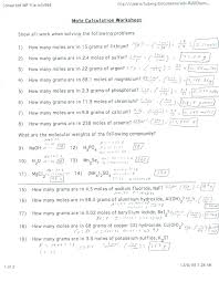 Mole Problems Chemistry Worksheet With Answers Nidecmege