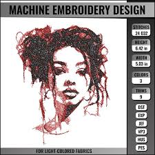 Machine Embroidery Design, Photostitch, Cute Girl Portrait, Natural Hair,  Woman