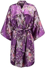 Eplaza Women Floral Satin Robe Bridal Dressing Gown Wedding Bride Bridesmaid Kimono Sleepwear Navy At Bridal Dressing Gown Sleeved Wedding Bridesmaid Kimono