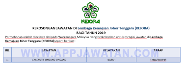 Bagi mereka yang masih giat mencari kerja, jobstore ingin kongsikan jawatan kosong terkini oktober 2019 yang terdapat di. Jawatan Kosong Terkini Di Lembaga Kemajuan Johor Tenggara Kejora Appjawatan Malaysia