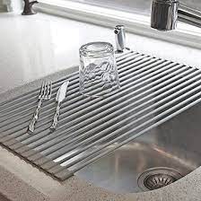 All products from sink drying rack category are shipped worldwide with no additional fees. Over The Sink Kitchen Dish Drainer Drying Rack Roll Up Foldinng Stainless Steel Kitchen Dining Bar Kitchen Storage Organization