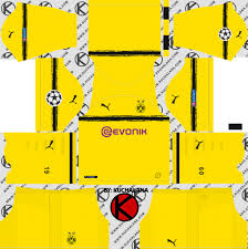 Team kit is in traditional black and yellow color except the evonik logo, which is printed in purple. Borussia Dortmund 2018 19 Kit Dream League Soccer Kits Kuchalana