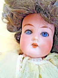 17" German Bisque DaD BLUE EYED LILY DOLL w/leather sewn body VG+Deal!