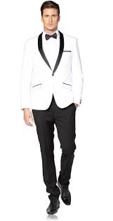 2 Pieces White Tuxedo Jacket Black Lapel Mens Suits Wedding