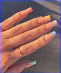 Pastel French Nails In 2021 Long Square Acrylic Nails French Tip Acrylic Nails Short Square Acrylic Nails
